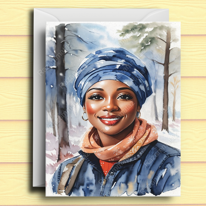 Black Woman V Christmas Card